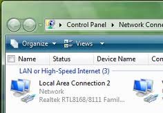 Network connection در منوی راست کلیک کامپیوتر