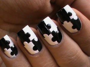 puzzle nails art designs matte nail polish designs black and white short long nails how to do 300x225 - طراحی ناخن